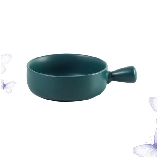 Round Ceramic Baking Plate With Handle For Home Kitchen Use Green 2