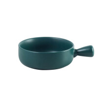 Round Ceramic Baking Plate With Handle For Home Kitchen Use Green