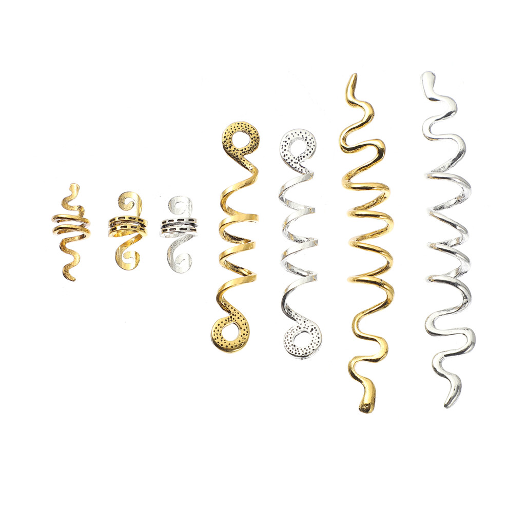 Solustre Unisex 16Pcs Hair Beads For Braids Spiral Dreadlocks Cuffs