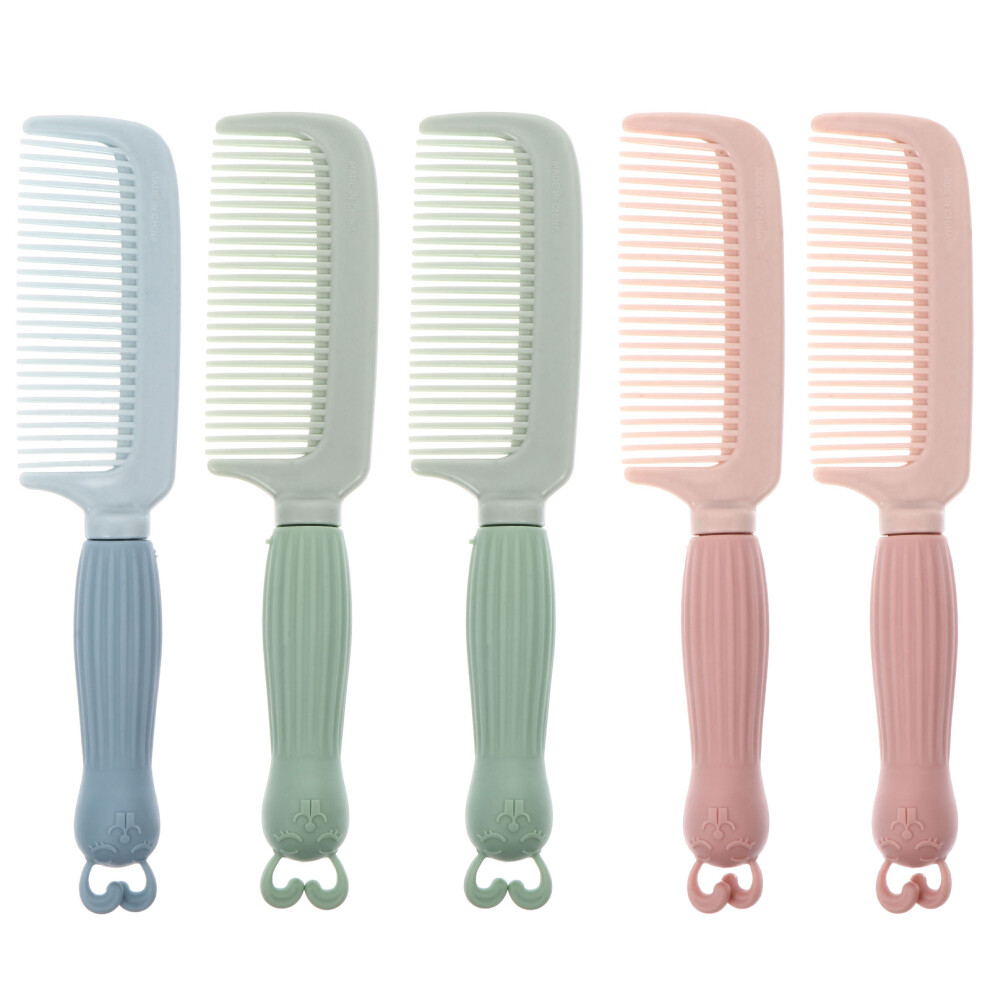 Artibetter Unisex 5Pcs Cartoon Hair Comb Hairdressing Comb Silicone Handle Portable Comb