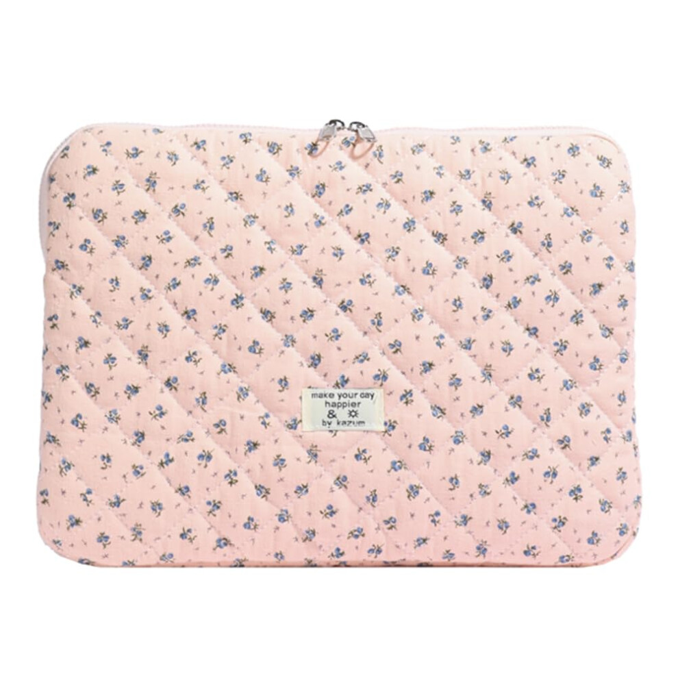 Puffy Laptop Sleeve Floral Quilted Carrying Case Notebook Cover Y01- 11/13/15 Inch Pink 9016109093356