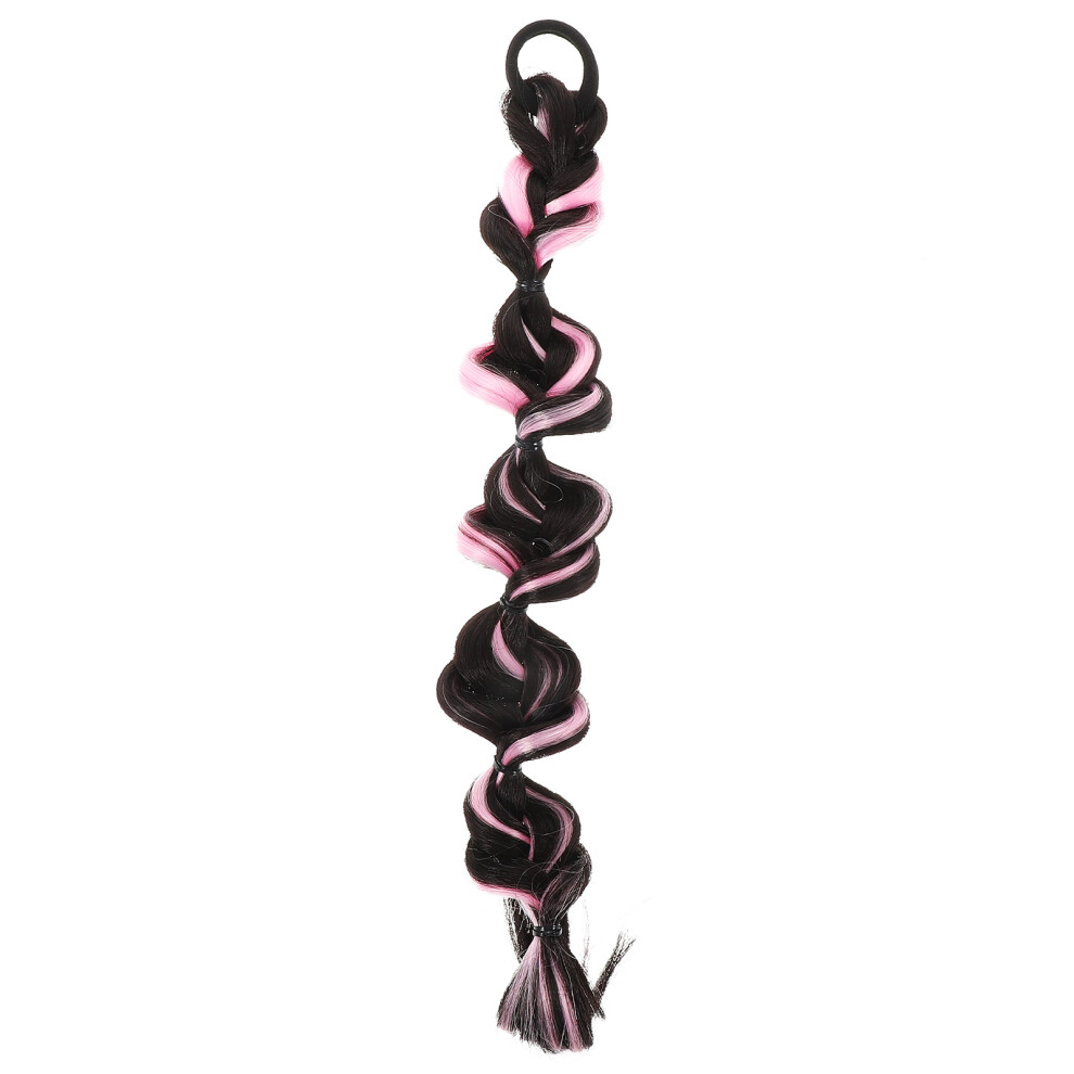 Totority Pink Braided Ponytail Hair Extension High Temp Fiber For Party Use