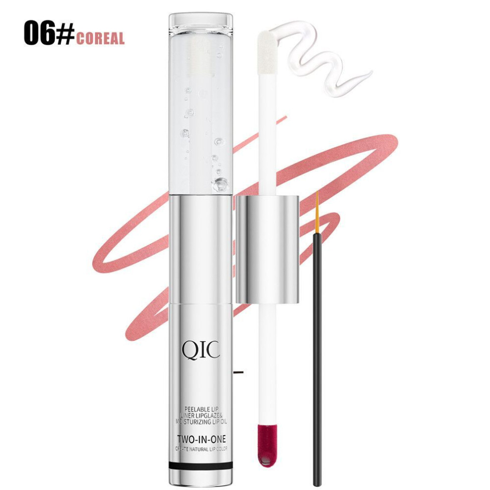 (Type#6) Qic Double-headed Tear-off Lip Glaze Lip Oil Waterproof Non-stick Lipstick 2 In-image-OPC-PKRDCZC-NEW
