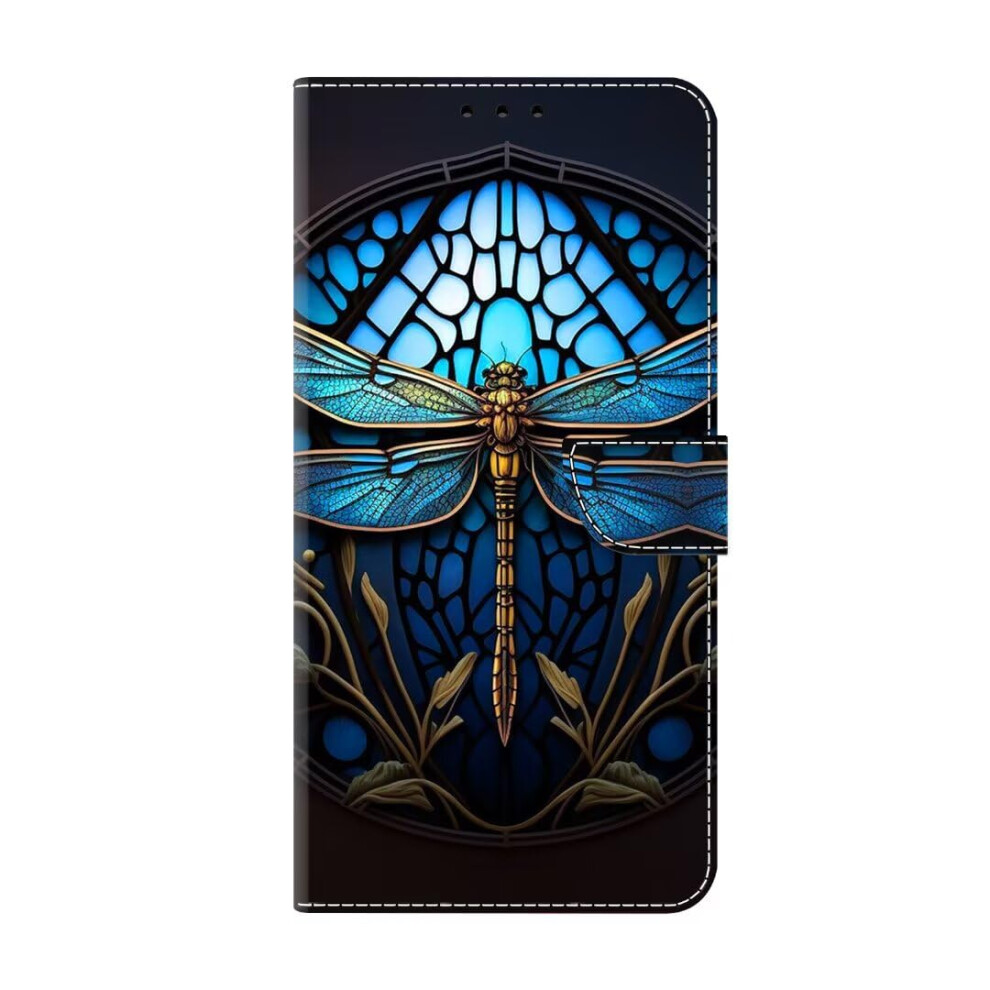 Case For Motorola Moto G32, 3D Painted Shockproof Flip Folio Wallet, Slim Pu Leather With Card Slots, Dragonfly 9084446103113