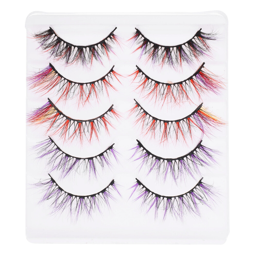 Vaguelly 5Pairs Colored False Eyelashes For Cosplay Stage Performance