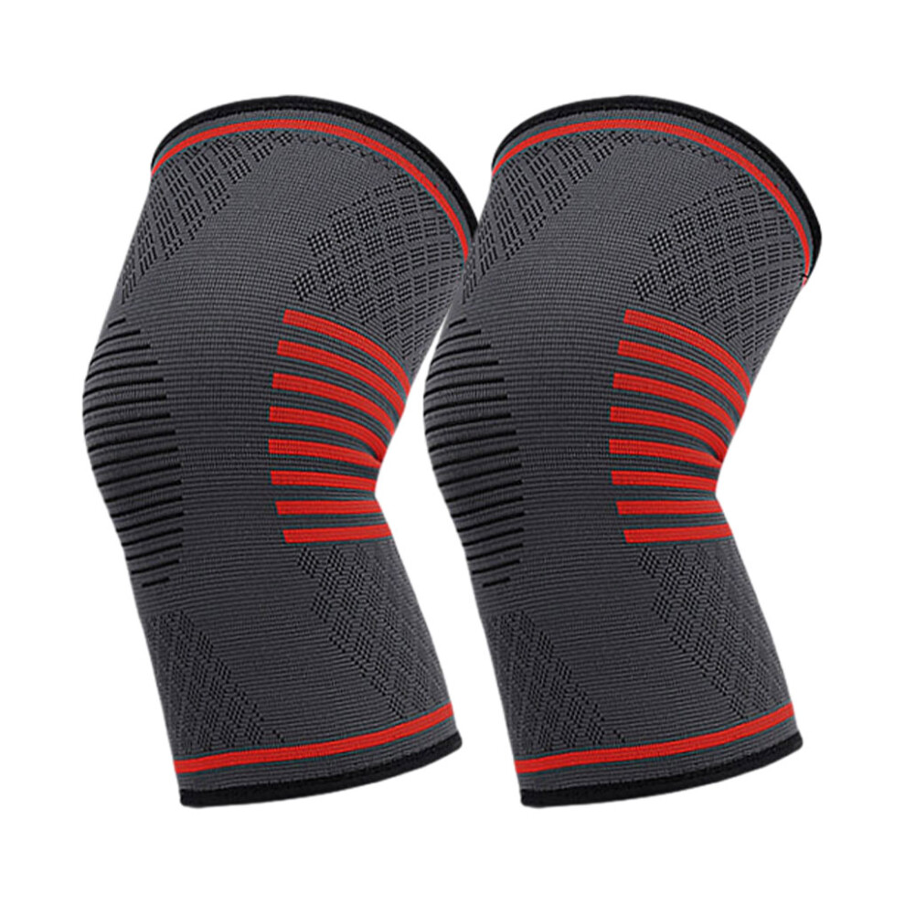 (red, S) 2pieces Non-slip Knee Support Compression Sleeves For Running Gym-image-OPC-PKRDGR7-NEW