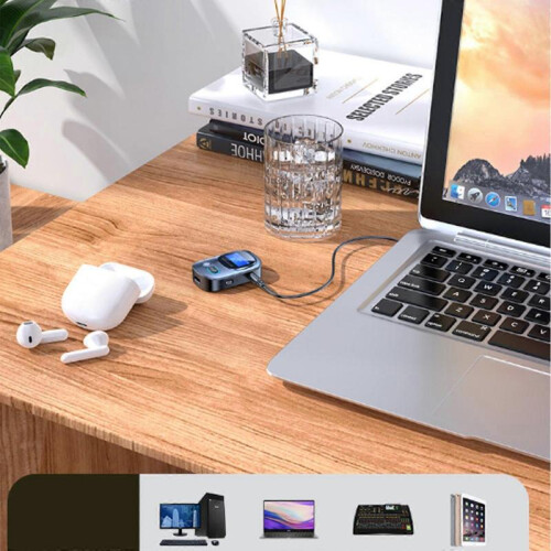 (2PCS) Bluetooth Transmitter Receiver for Car, V5.0 Bluetooth Adapter Audio Transceiver Car Support with LED Display for TV Speaker Stereo 2