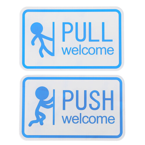 2 pcs adhesive push pull sign for glass doors, acrylic office use