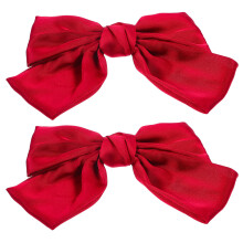 2Pcs Golden Silk Bow Hair Clips Elegant Bow Hairpin for Girls Women