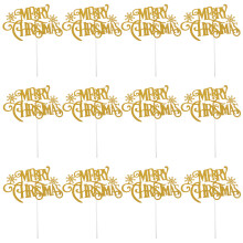 12St Gouden Papier Cake Picks Kerstdecoratie Voor Feestelijke Cupcakes