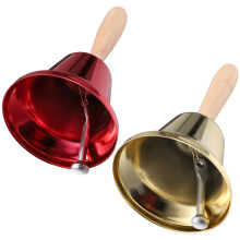 2pcs jingle bell wooden handle metal loud bell for party school hotel