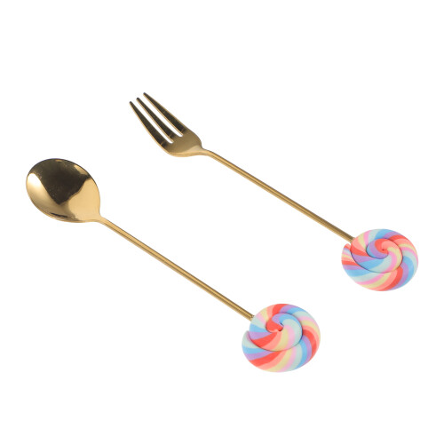 1 set rvs met lollyontwerp, en dessertvork