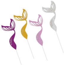 4Pcs Colorful Mermaid Cake Picks Stylish Cupcake and Party Decor