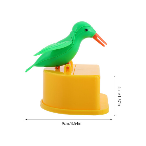 Cute Green Bird Toothpick Box Plastic Automatic Holder for Dining 2