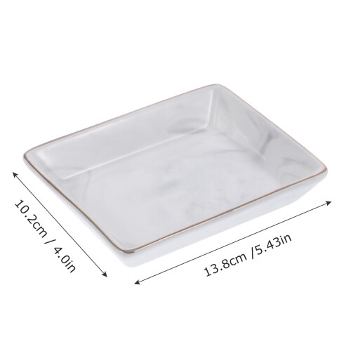 Bathroom Tray Storage Ceramic Marble Pattern Jewelry Display Plate 1