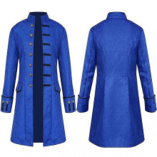 (M, Blue) Men Jackets Steampunk Vintage Tailcoat Gothic Victorian Frock Carnival Cosplay
