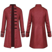 (XL, Deep Red) Men Jackets Steampunk Vintage Tailcoat Gothic Victorian Frock Carnival Cosplay