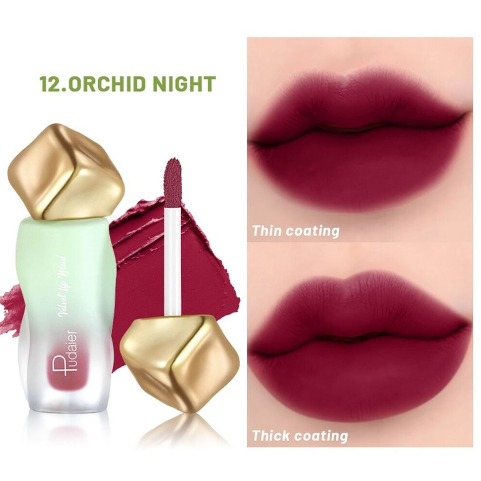 (Type#12) Pudaier Velvet Matte Lip Clay Lip Glaze 12 Colors Waterproof Non-stick Lipstick-image-OPC-PKRDSHH-NEW