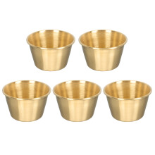 5Pcs Stainless Steel Sauce Cups Golden Color Easy-Clean Dipping Bowls