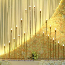 (B) Metal Candelabra Candle Holders Electric Wedding Table Centerpiece Road Lead Candelabrum For Home Decor Electronic Candlestick