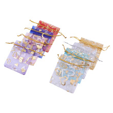 100Pièces À Cadeaux Organza Colorés Pochette Cordon Cœur
