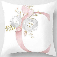 Throw Pillow Covers Alphabet Decorative Pillow Cases ABC Letter Flowers Cushion Covers 18 x 18 Inch