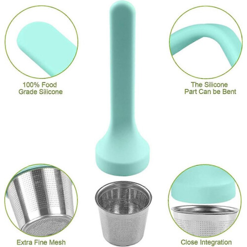 Tea Infuser, Silicone Handle Stainless Steel Tea Strainer Loose Tea Steeper Extra Fine Mesh Tea Filter 2