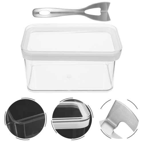 1 set clear butter dish with cutting tool, reusable holder 2