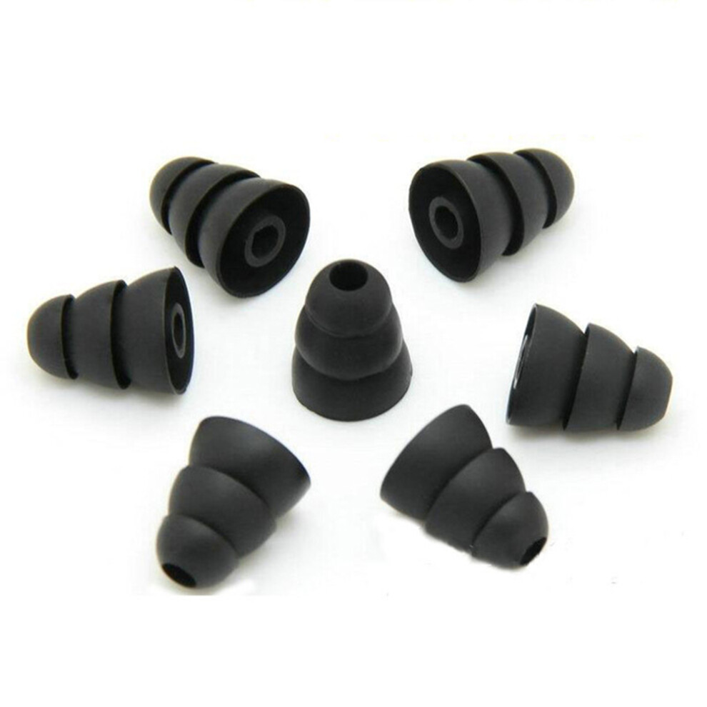 One Pair Three Layer Silicone Ear Sleeves 3.8Mm M Black 3294012075492