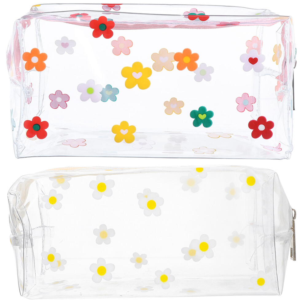 Artibetter 2Pcs Transparent Pvc Cosmetic Bag Portable Toiletry Case