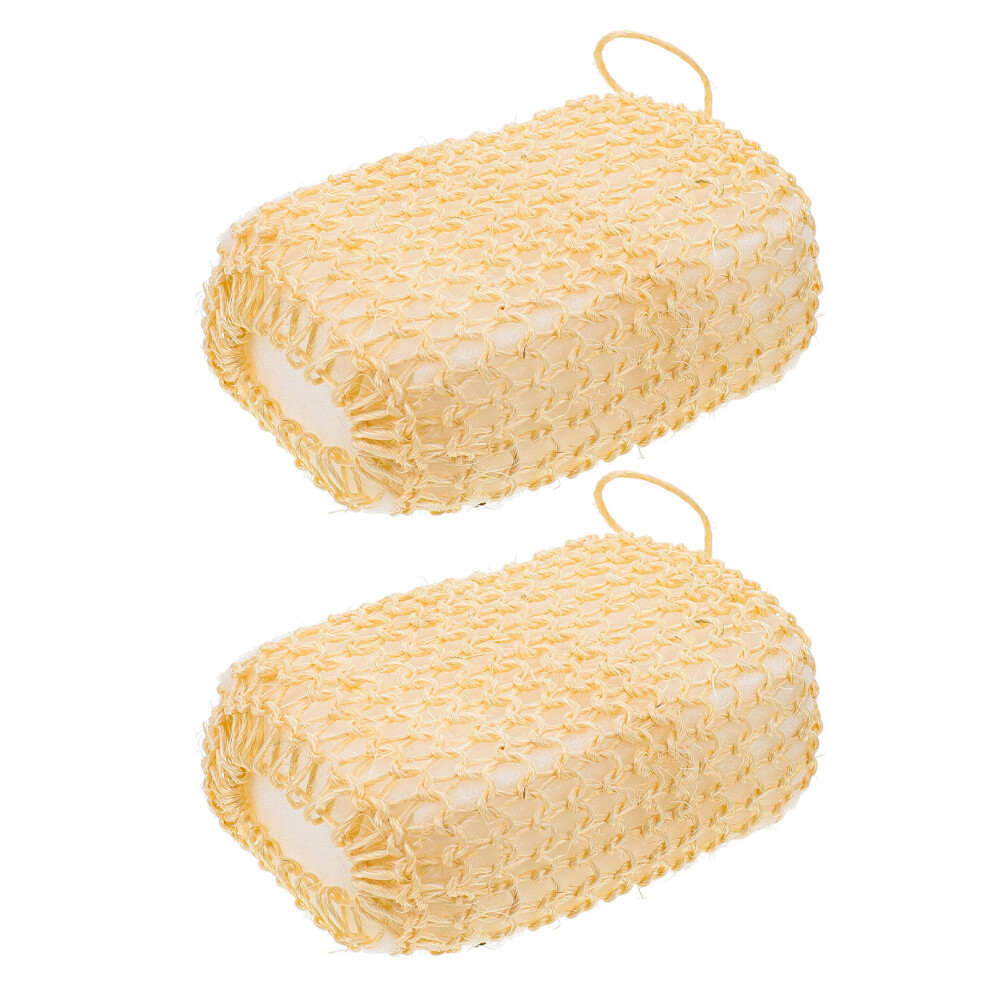 Artibetter 2Pcs Natural Sisal Sponge Brush Exfoliating Body Scrubbers For Home