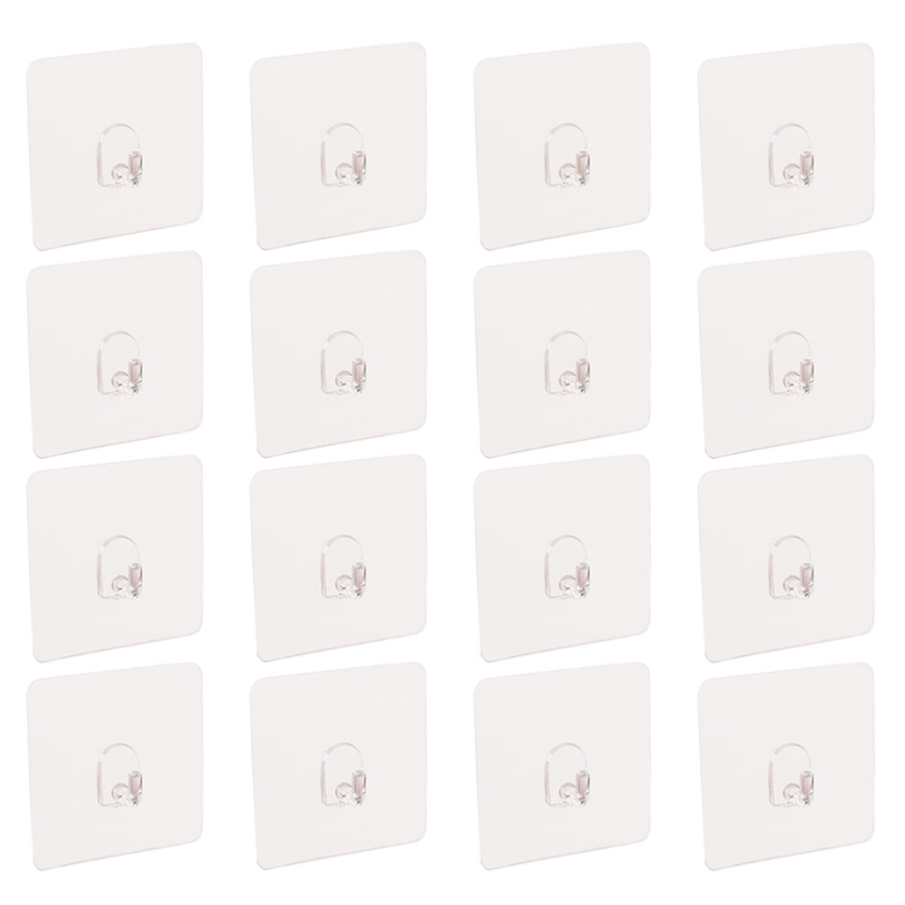 12Pcs Self Adhesive Wall Hooks Clear Reusable Plastic Clothes Hook 3294012062409