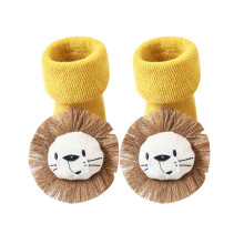 1 pair non-slip baby socks for toddler, lion m 1-3 years yellow