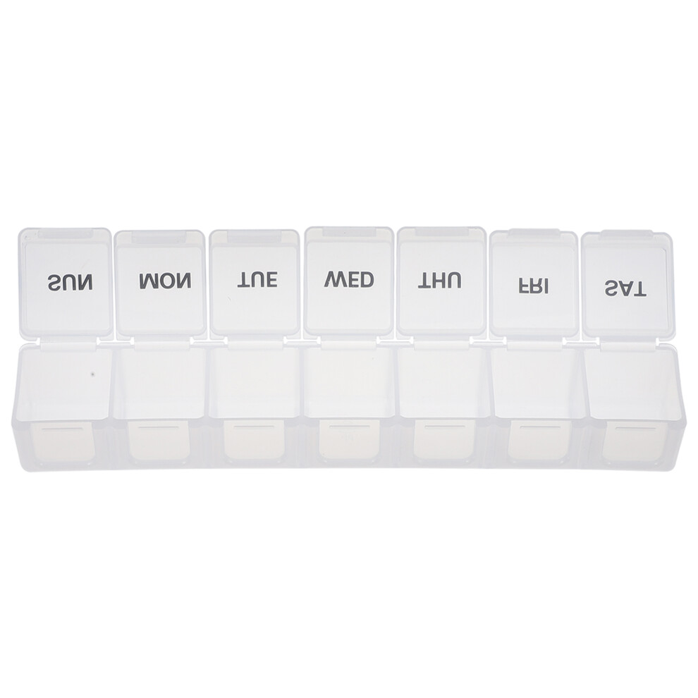 Totority White 2Pcs Portable Weekly Medicine Organizer Plastic Multi-Grid Case