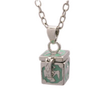 brass retro square ash photo box pendant chain