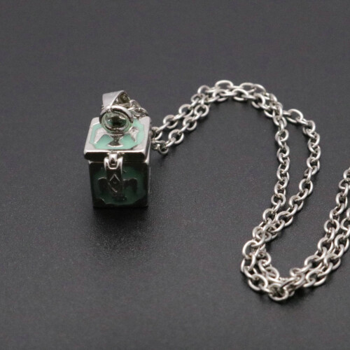 brass retro square ash photo box pendant chain 2