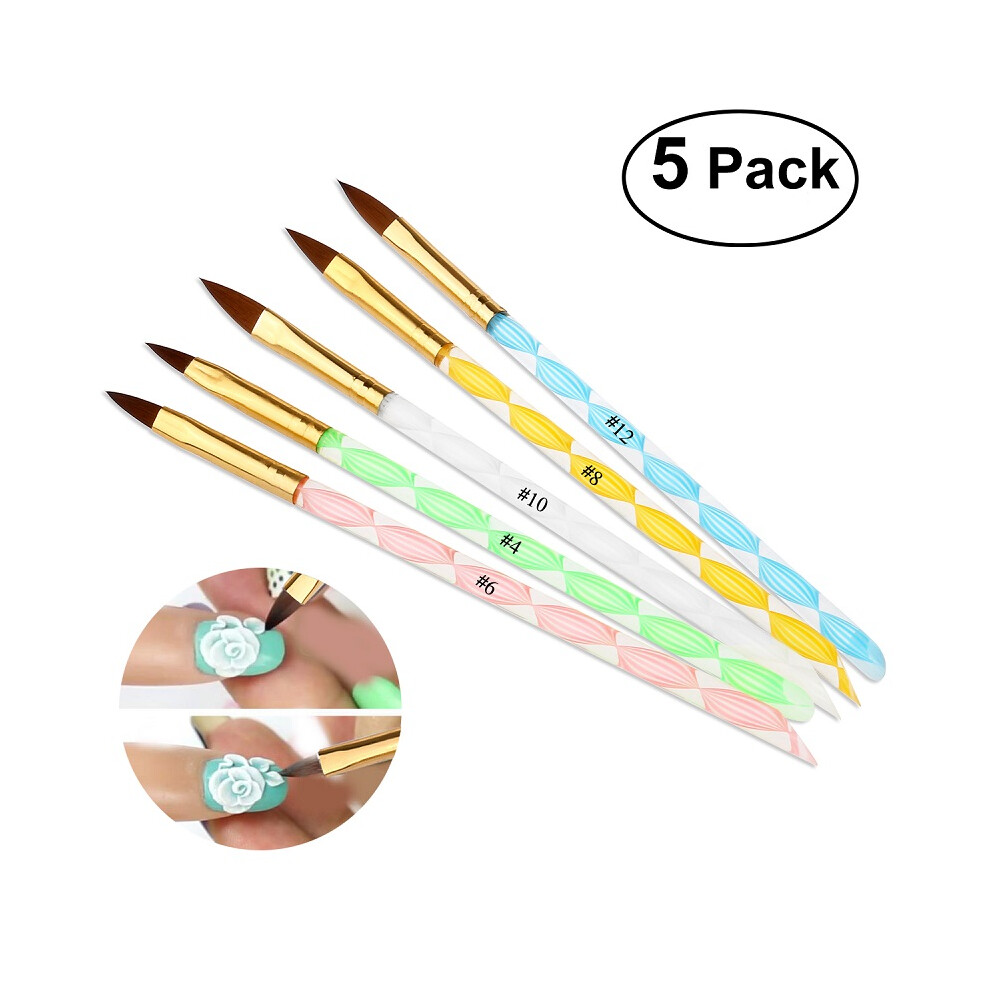 Villcase 5Pcs Acrylic Nail Art Uv Gel Carving Pen Brush Liquid Powder Diy