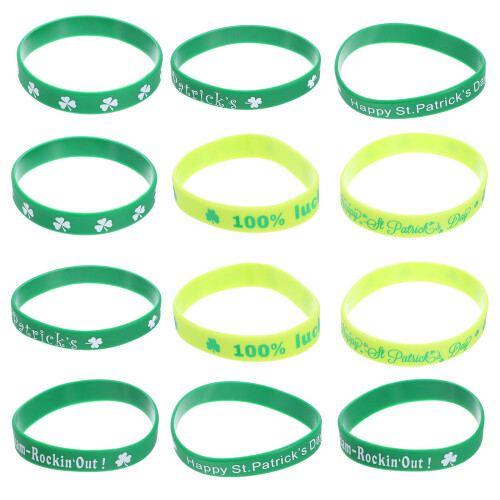 12Pcs Silicone Wristbands For St Patricks Day