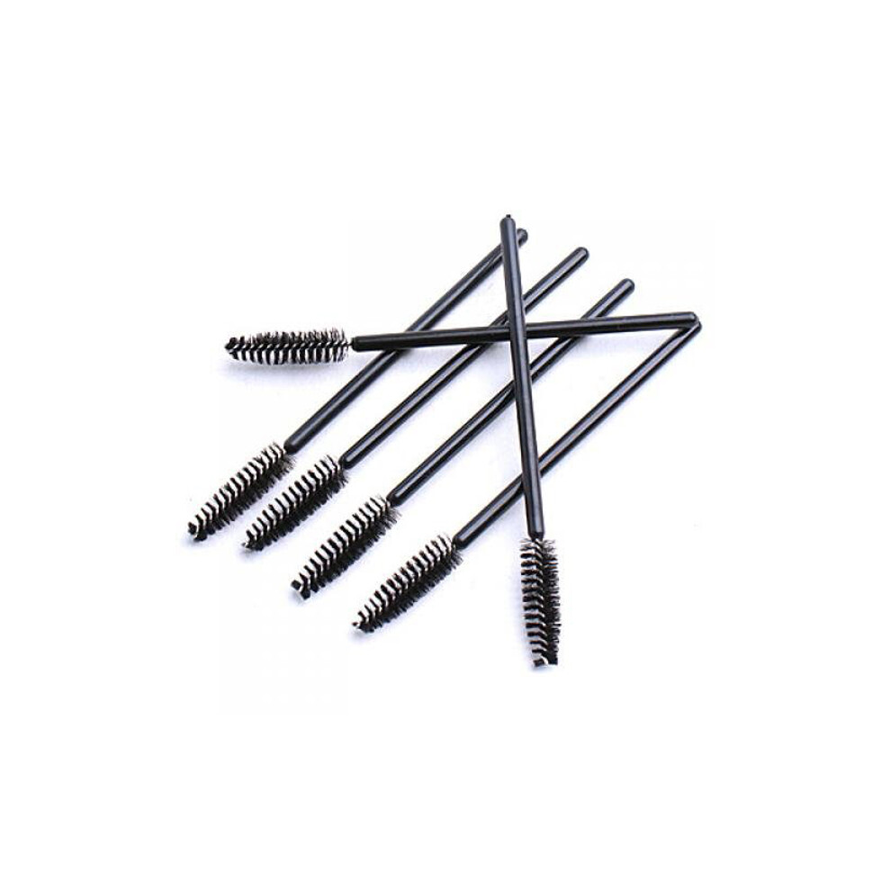 Ohphcall Black 100Pcs Disposable Makeup Eyelash Brushes Mascara Wands Applicator