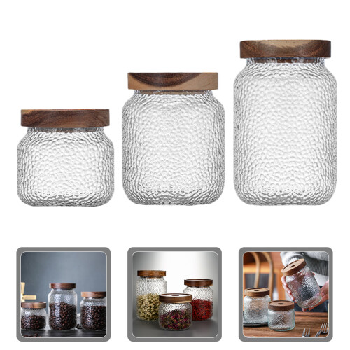 glass jar with lid food container set for tea coffee beans storage 1