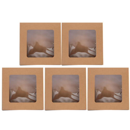 5pcs kraft paper bakery boxes with window for cake cookie packaging 1