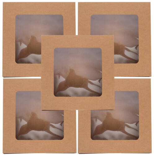 5pcs kraft paper bakery boxes with window for cake cookie packaging