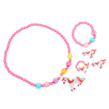 1 set girl unicorn jewelry: necklace, ring, bracelet, earring