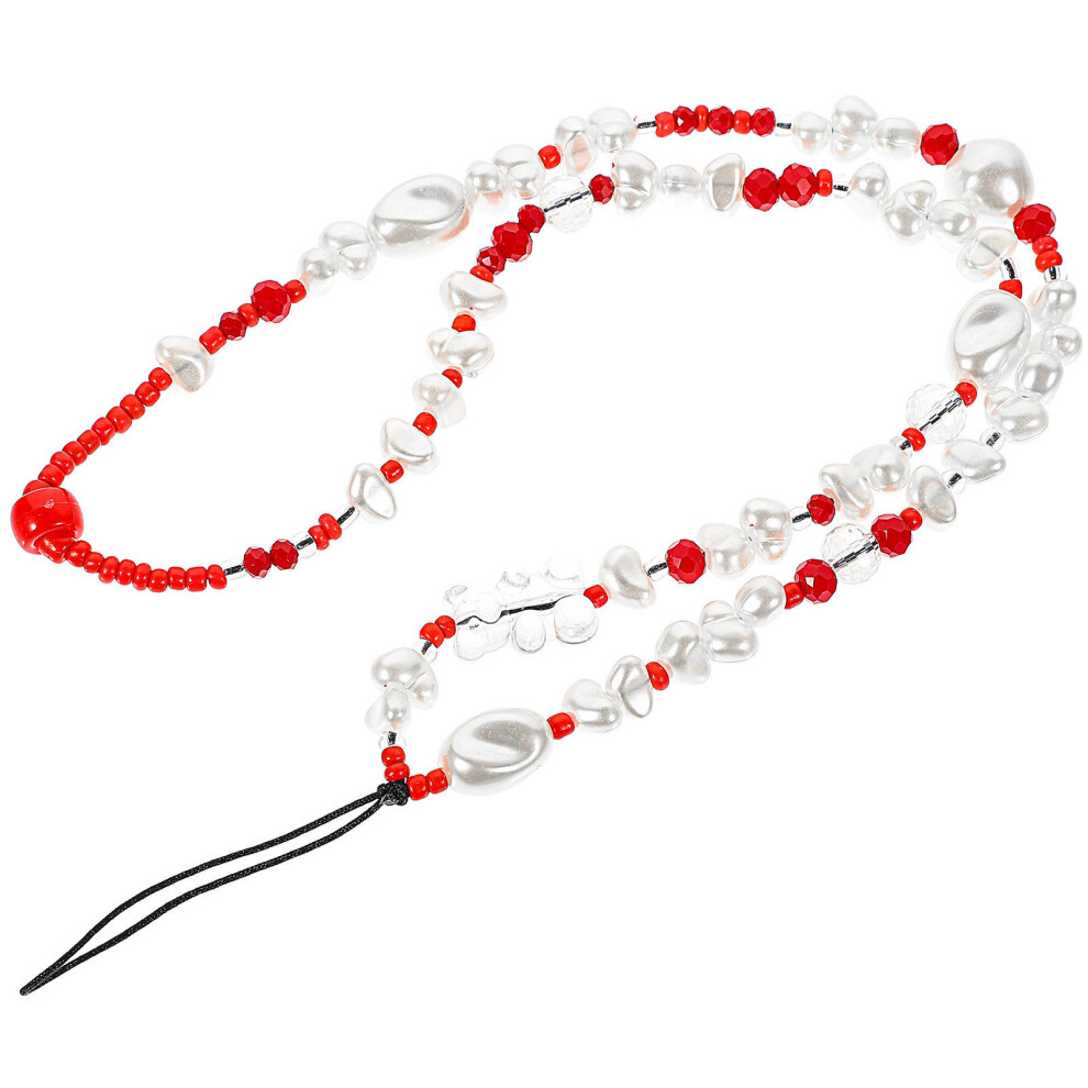 Beaded Phone Chain Strap Charms Dangle Lanyard Lanyards Red 3294012088898