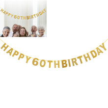 5m golden 60th birthday glitter garland for decoration