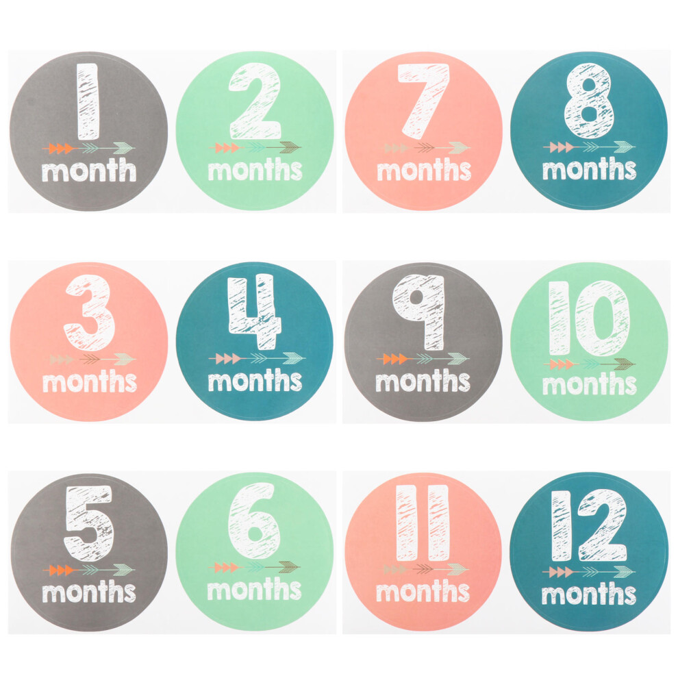 12Pcs Newborn Milestone Sticker Decals Assorted Color Baby Photo Props Happyyami
