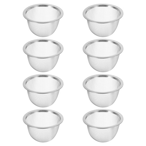 8Pcs Stainless Steel Mesh Tea Infuser Silver Durable Teapot Strainers