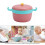 1Set Red Baby Insulation Bowl Set Stainless Steel PP Feeding Tableware 6