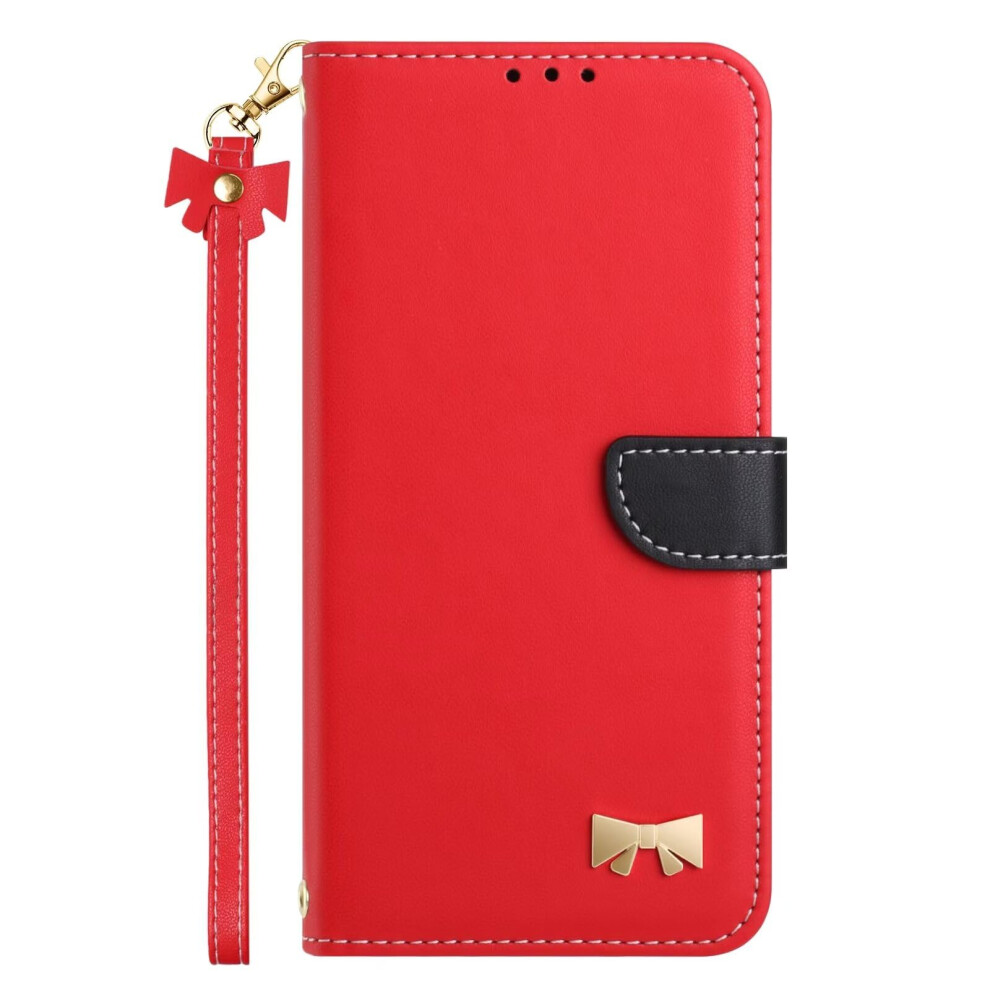 3D Bow Pattern Flip Wallet Pu Leather With Stand Magnetic Money Pouch Folio Bumper Shockproof Case For Samsung Galaxy S23 Red 9084446104165