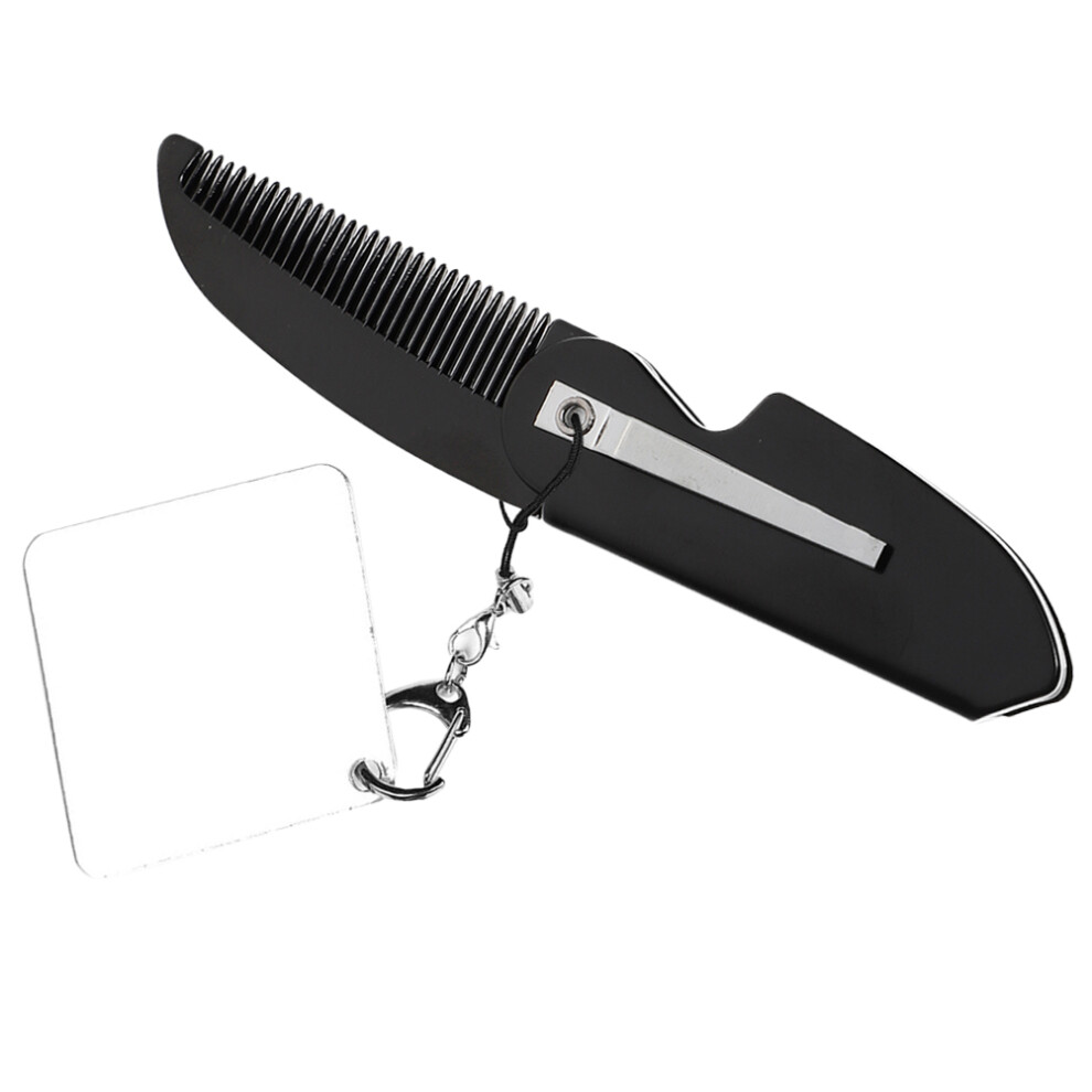 Inoomp Unisex Portable Foldable Comb For Men With Keychain And Mirror